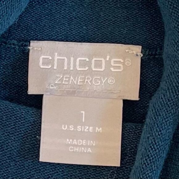 Chico's Zenergy Cotton Blend Turtleneck Tank/Tunic in Teal Blue/Green, Size M - Picture 6 of 11